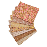 CraftsFabrics Lot de 7 Fat Quarters de tissus marron à rayures florales pour matelassage, arts, artisanat et projets de bricolage